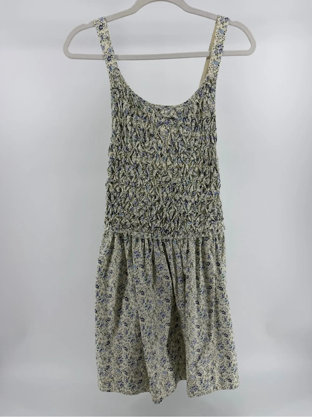NWT Free People Petunia Mini Dress, Cream Blue Floral, Women's Medium - Picture 2 of 16